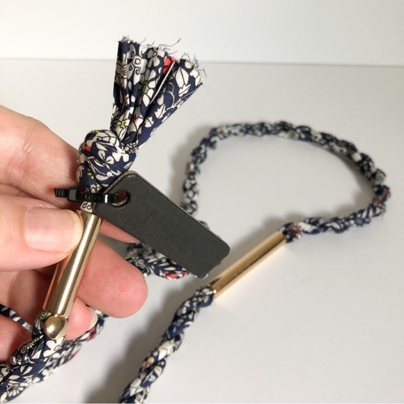 NWT J. Crew Liberty Junes Meadow Lawn Blue lariat belt brass - Picture 8 of 9